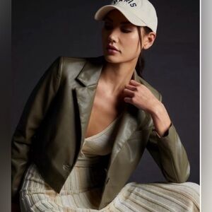 Anthropologie Avec Les Filles Cropped Vegan Faux Leather Jacket